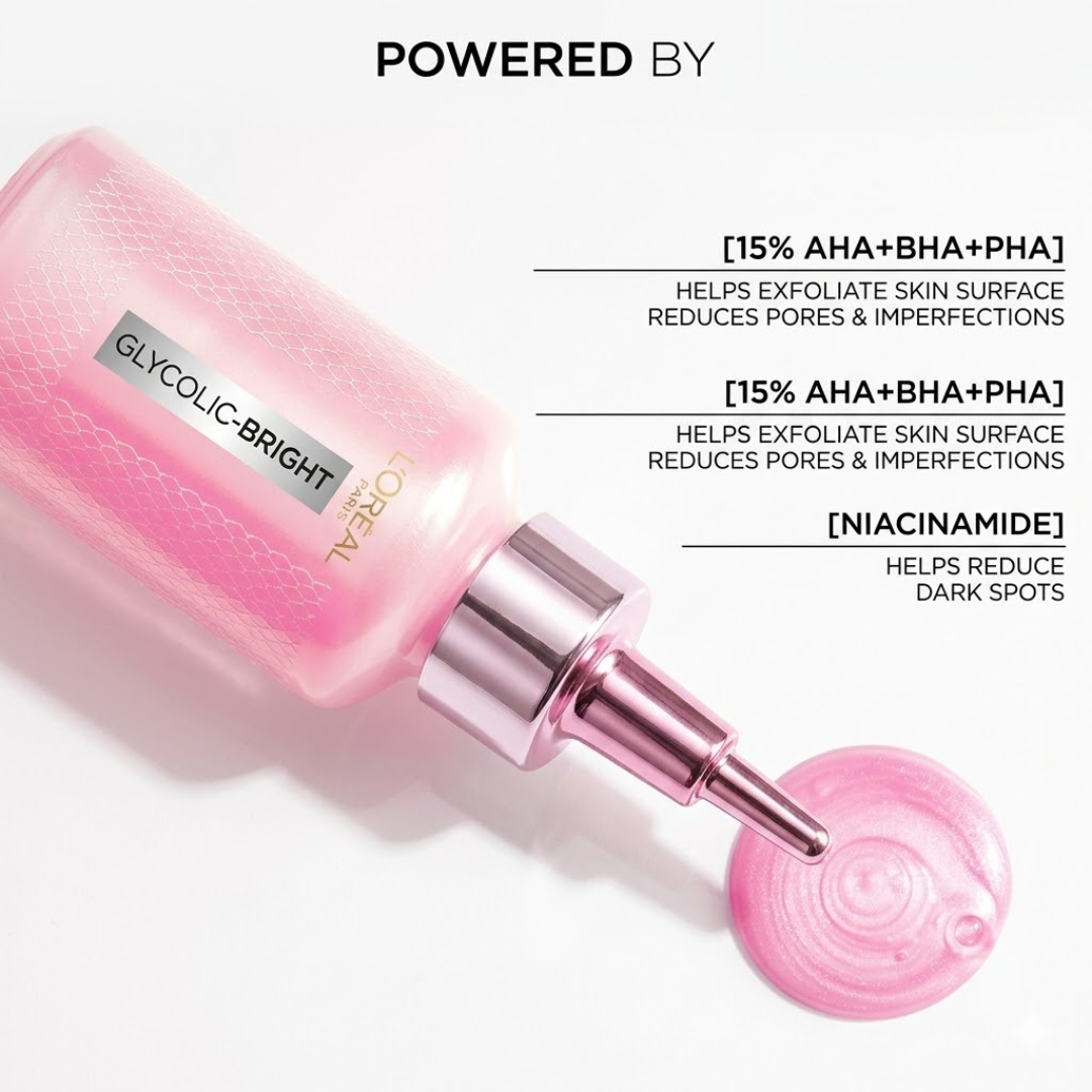 L'Oreal pink Exfoliating Peel | Facial Like Glow in Just 15 minutes | Anti dark spot, Pore minimizing, Brighten Skin tone