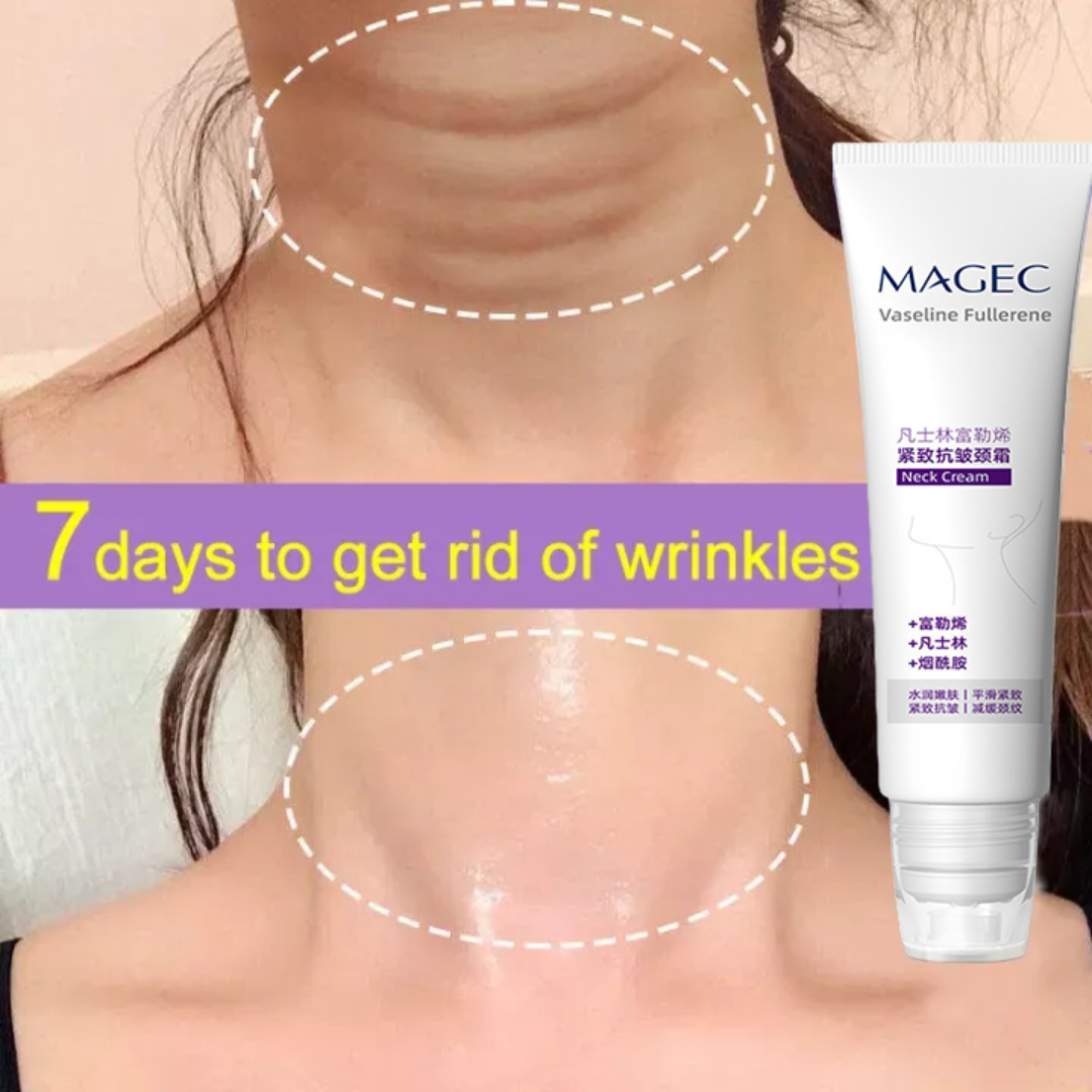 Magec Collagen Fullerene Neck Cream | Tightening & Anti-Wrinkle Formula with Collagen, Fullerene & Niacinamide | Reduces Neck Lines, Firms & Hydrates