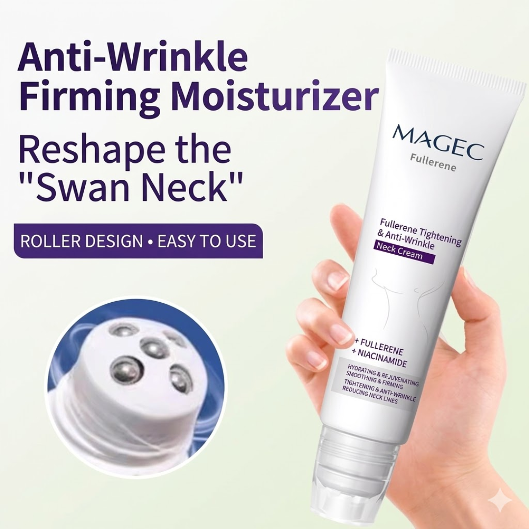 Magec Collagen Fullerene Neck Cream | Tightening & Anti-Wrinkle Formula with Collagen, Fullerene & Niacinamide | Reduces Neck Lines, Firms & Hydrates