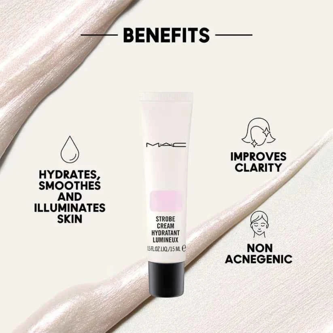 Strobe Cream – Hydratant Lumineux – Instant Glow, All-Day Radiance – Lightweight, Deep Moisture & Dewy Finish – Instantly Brightens, Hydrates & Smooths Skin – Perfect Makeup Base
