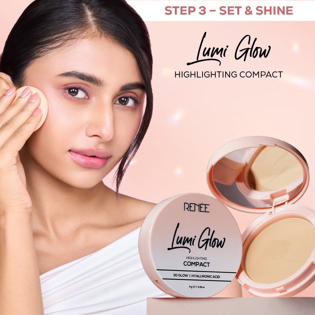 Renee lumi Glow Duo | Glowing moisturizer + Glowing Compact powder | long lasting & waterproof Dewy finish makeup base