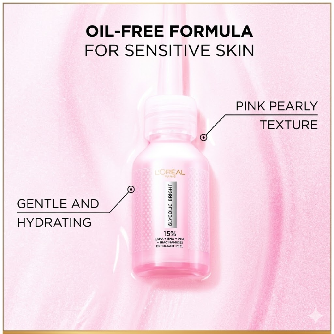 L'Oreal pink Exfoliating Peel | Facial Like Glow in Just 15 minutes | Anti dark spot, Pore minimizing, Brighten Skin tone