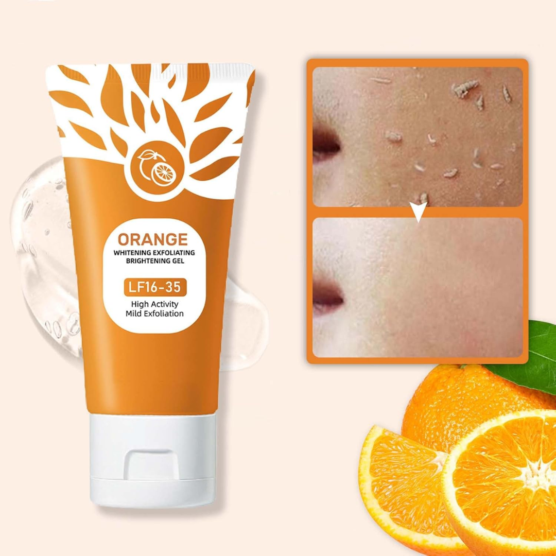 Orange Exfoliating Gel with Botanical Fibers & Jojoba Oil - Gentle Deep Cleansing for Face & Body