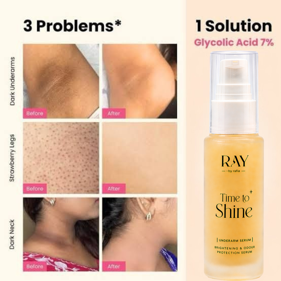 RAY BY RAFIA Time to Shine Underarm Serum – Brightening & Odour Protection – Brightens Dark Underarms, Smooths Texture, Removes Odor