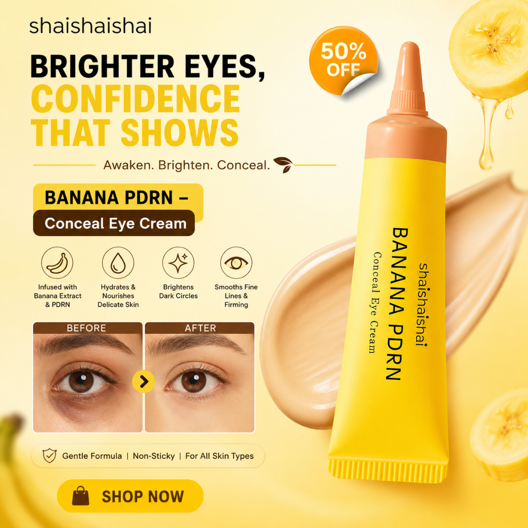 shaishaishai Banana PDRN Conceal Eye Cream – Brighter Eyes, Confidence That Shows – Awaken, Brighten & Conceal – With Banana Extract & PDRN – Reduces Dark Circles, Puffiness, Fine Lines & Dryness – Nourishes, Hydrates, Firms