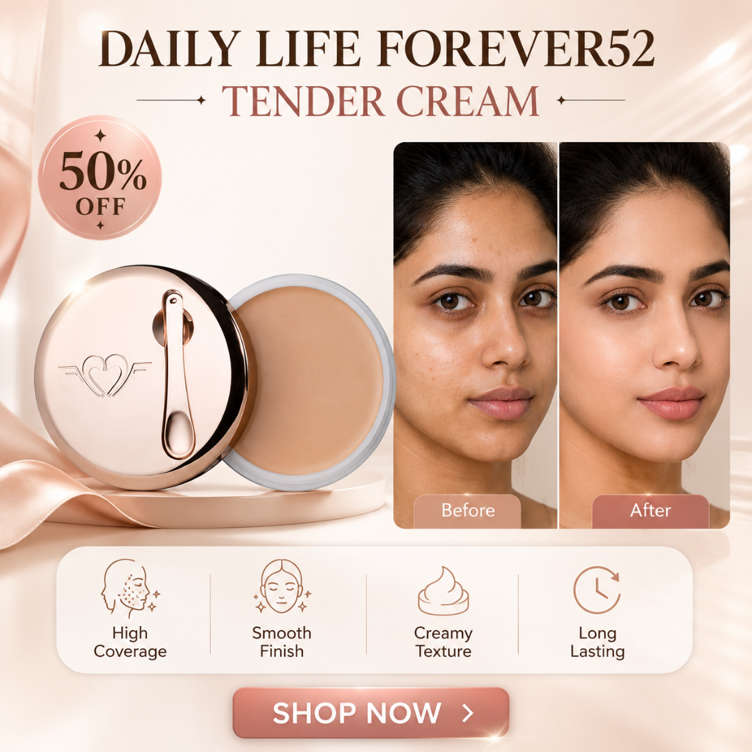 DAILY LIFE FOREVER52 TENDER CREAM – All-in-One Cover + Conceal + Correct – High Coverage, Smooth Finish – Creamy Texture, Long Lasting – Evens Tone, Conceals Flaws, Brightens & Corrects