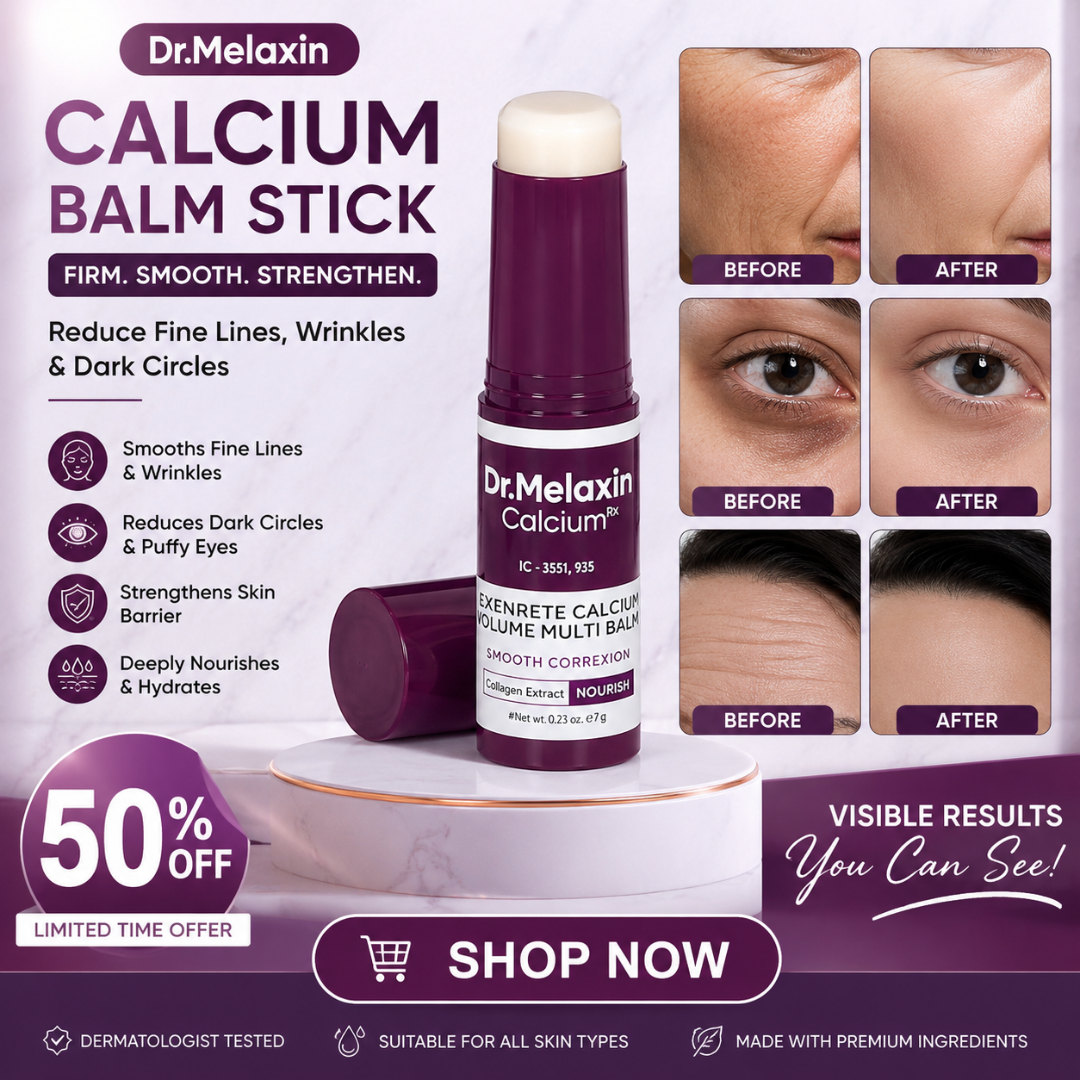 Dr. Melaxin Calcium Balm Stick – Reduces Fine Lines, Wrinkles & Dark Circles – With Calcium Complex, Collagen Extract, Niacinamide & Adenosine – Targets Forehead Wrinkles, Crow's Feet, Smile Lines, Enlarged Pores & Dehydrated Skin – For All Skin Types