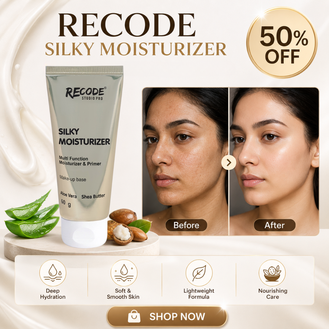 RECODE Silky Moisturizer – 2-in-1 Moisturizer & Primer – Multi-Function Makeup Base – With Aloe Vera & Shea Butter – Deep Hydration, Soft & Smooth Skin, Lightweight Formula, Nourishing Care