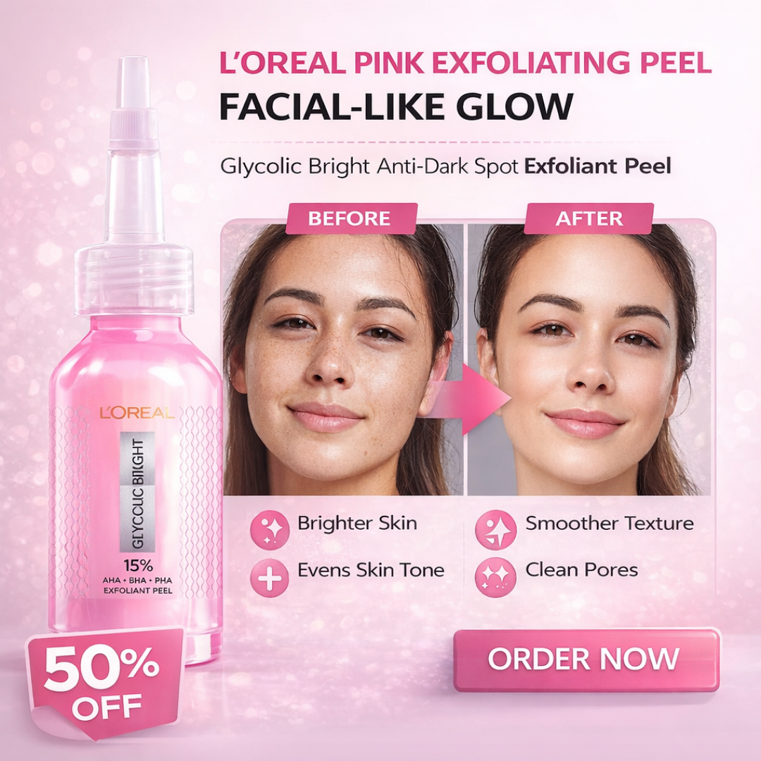 L'Oreal pink Exfoliating Peel | Facial Like Glow in Just 15 minutes | Anti dark spot, Pore minimizing, Brighten Skin tone