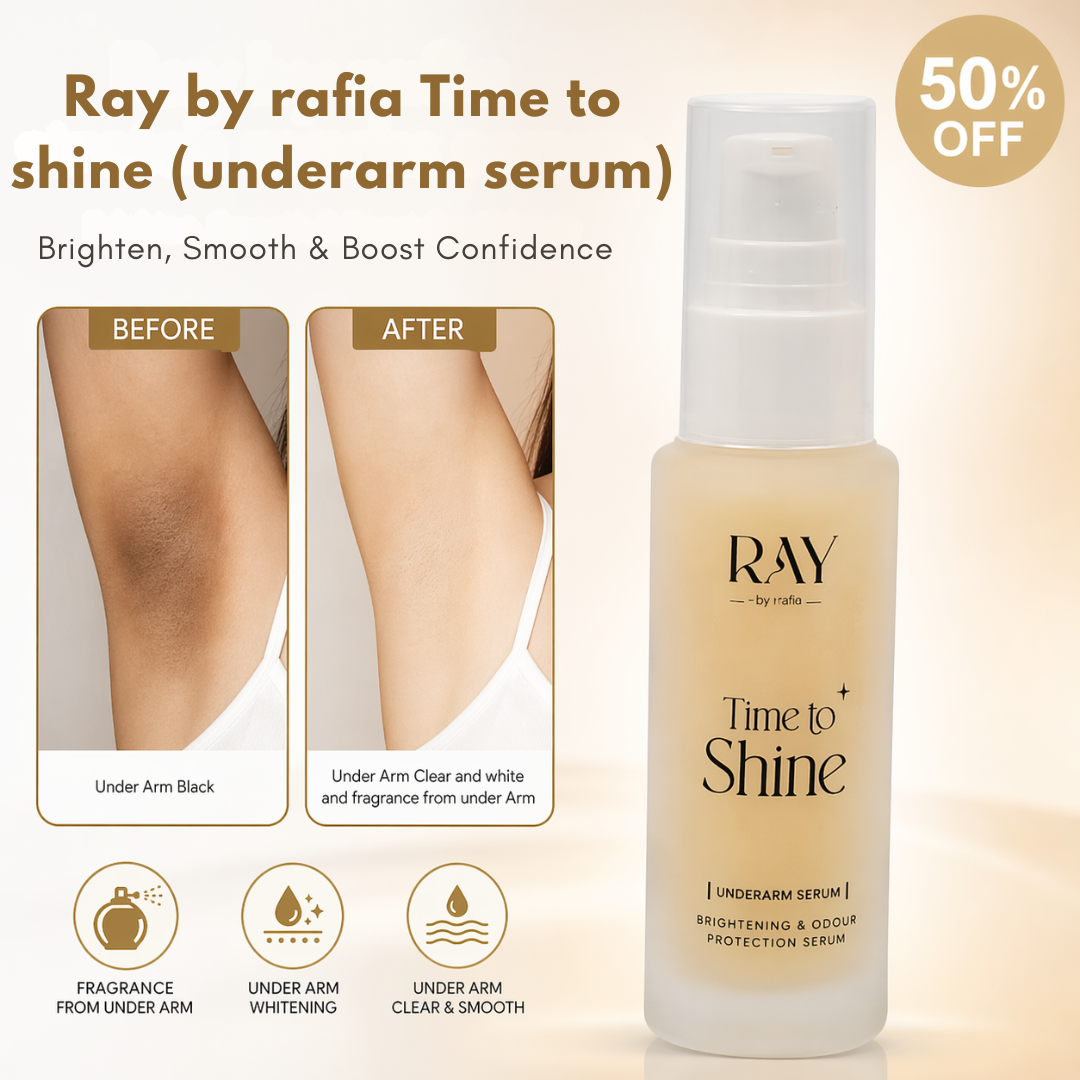 RAY BY RAFIA Time to Shine Underarm Serum – Brightening & Odour Protection – Brightens Dark Underarms, Smooths Texture, Removes Odor