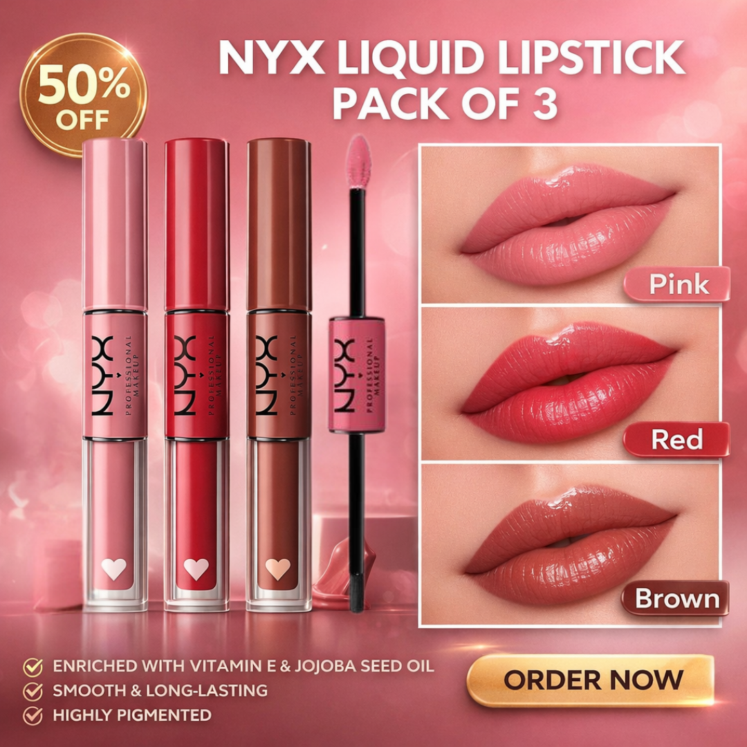 NYX Professional 2-in-1 Matte + Gloss lipstick | 16H Loud Shine , Zero Transfer lip color | Pack of 3