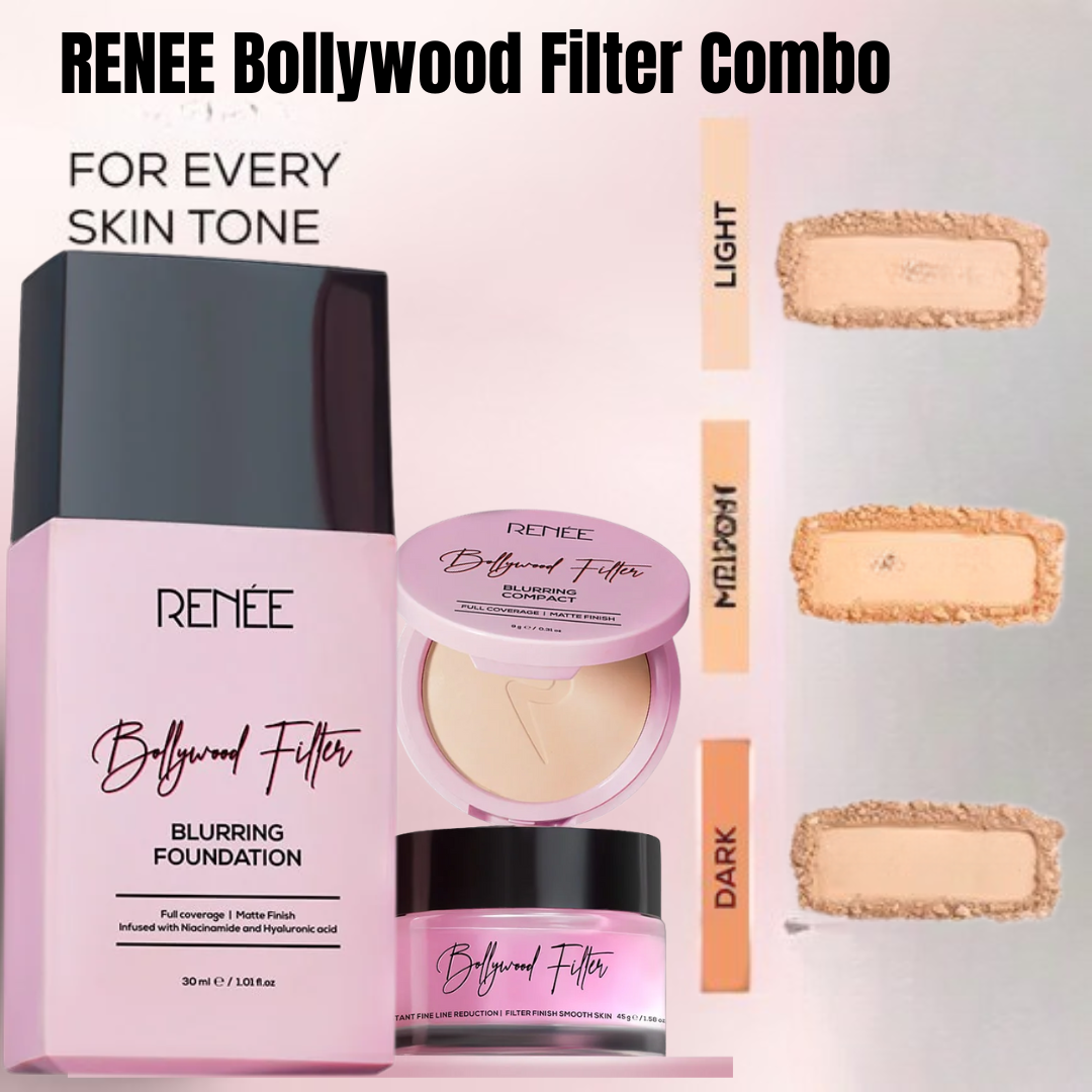 Renee 3-in-1 Flawless Base Bundle - Poreless Primer, High quality Foundation, Waterproof Compact Powder