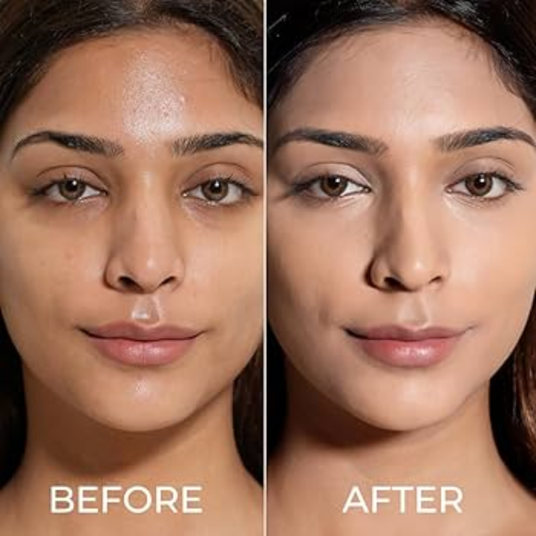 Makeup Revolution Skin Silk Duo: Luminous Serum Foundation & Under Eye Brightener Concealer & Beauty Blender