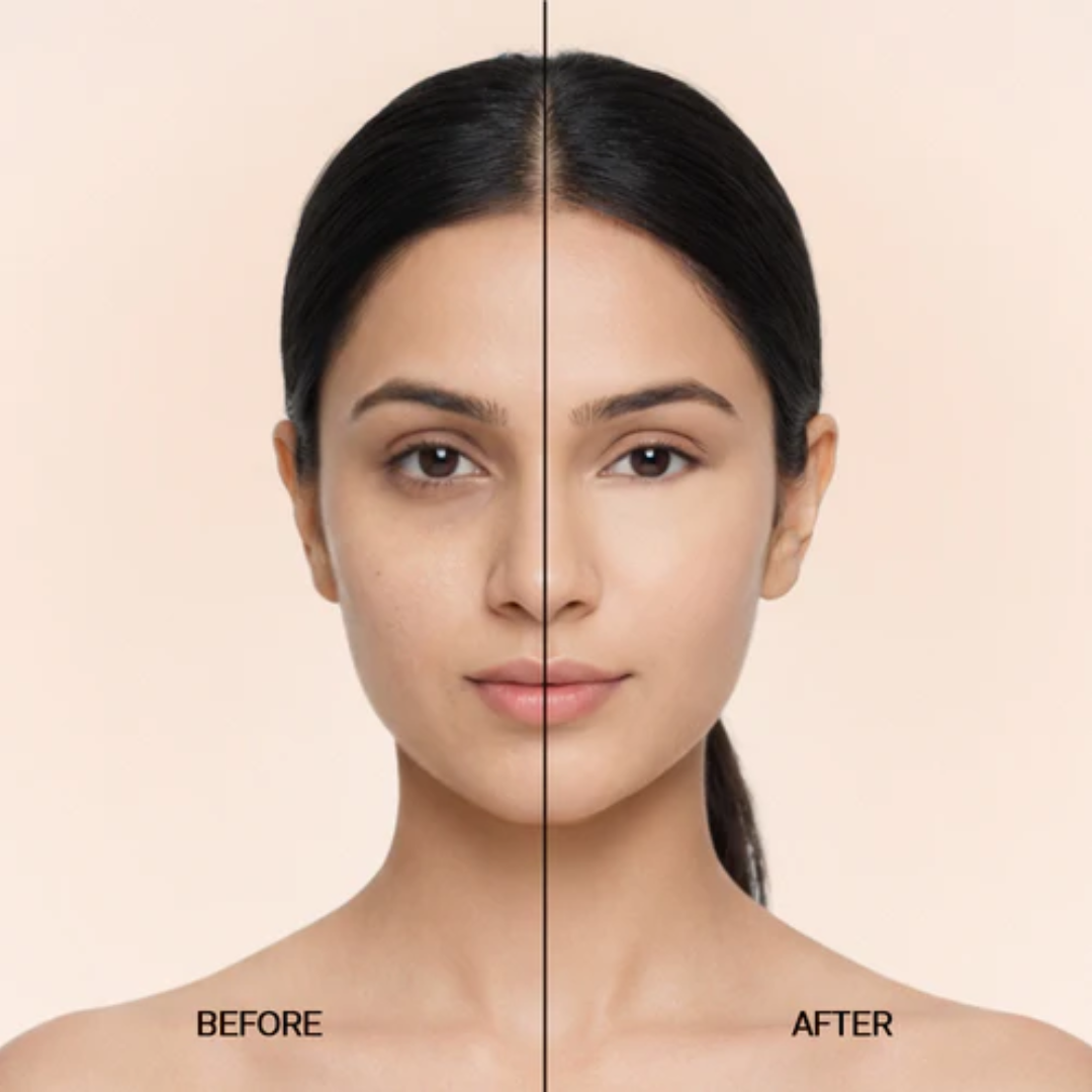 Makeup Revolution Skin Silk Duo: Luminous Serum Foundation & Under Eye Brightener Concealer & Beauty Blender