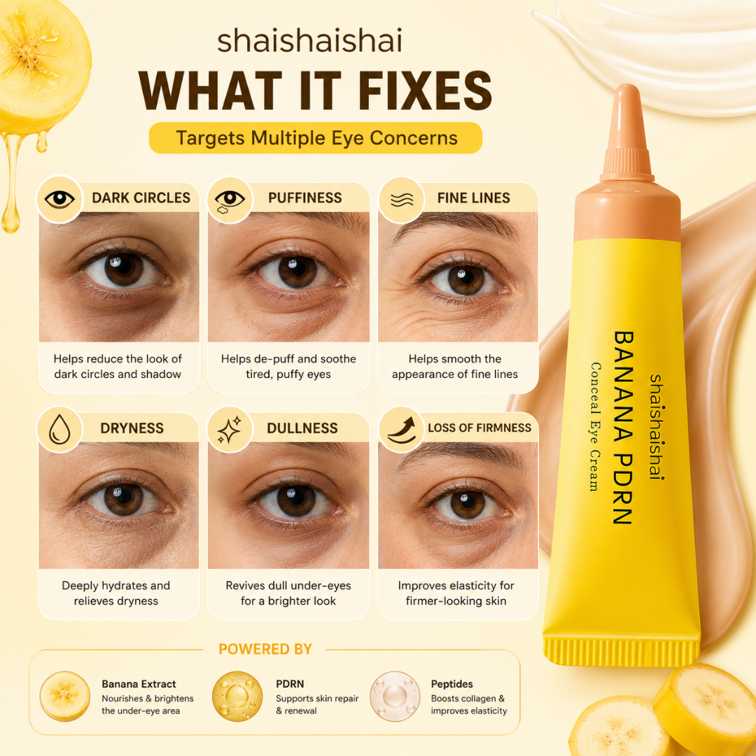shaishaishai Banana PDRN Conceal Eye Cream – Brighter Eyes, Confidence That Shows – Awaken, Brighten & Conceal – With Banana Extract & PDRN – Reduces Dark Circles, Puffiness, Fine Lines & Dryness – Nourishes, Hydrates, Firms
