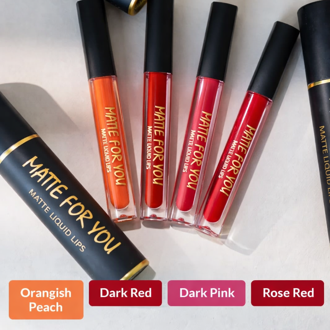 SL Basics Matte For You Liquid Matte Lipsticks | 16HR Wear, Transfer Proof & Vitamin E Enriched (Pack of 4)