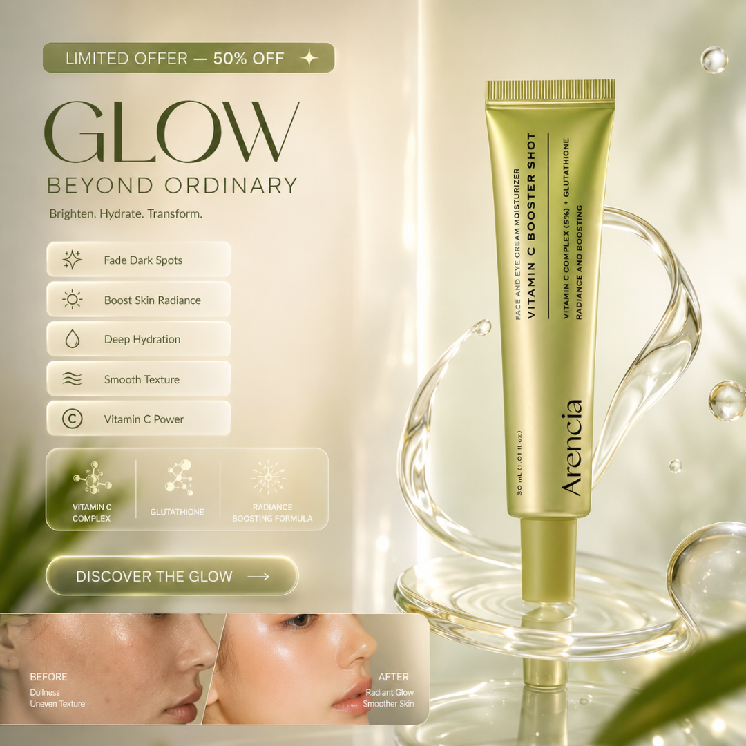 Arencia Vitamin C Booster Shot – 5-in-1 Skin Transformation – Fades Dark Spots, Boosts Radiance, Deep Hydration – For All Skin Types