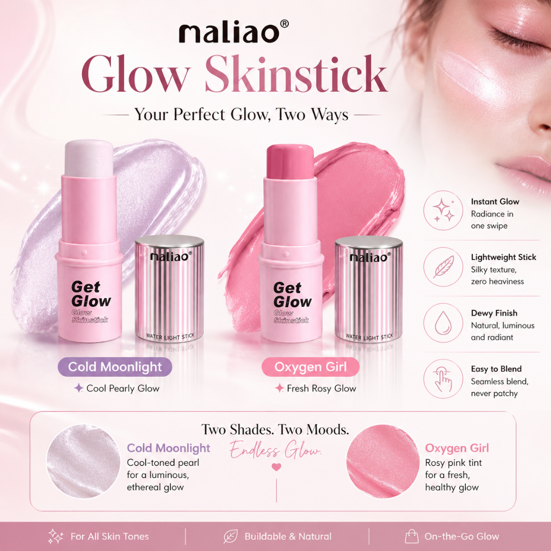 maliao Glow Skinstick – Buy 1 Get 1 FREE – Instant Glow, Effortless You - Dewy Finish, Lightweight, Long-Lasting – For All Skin Tones