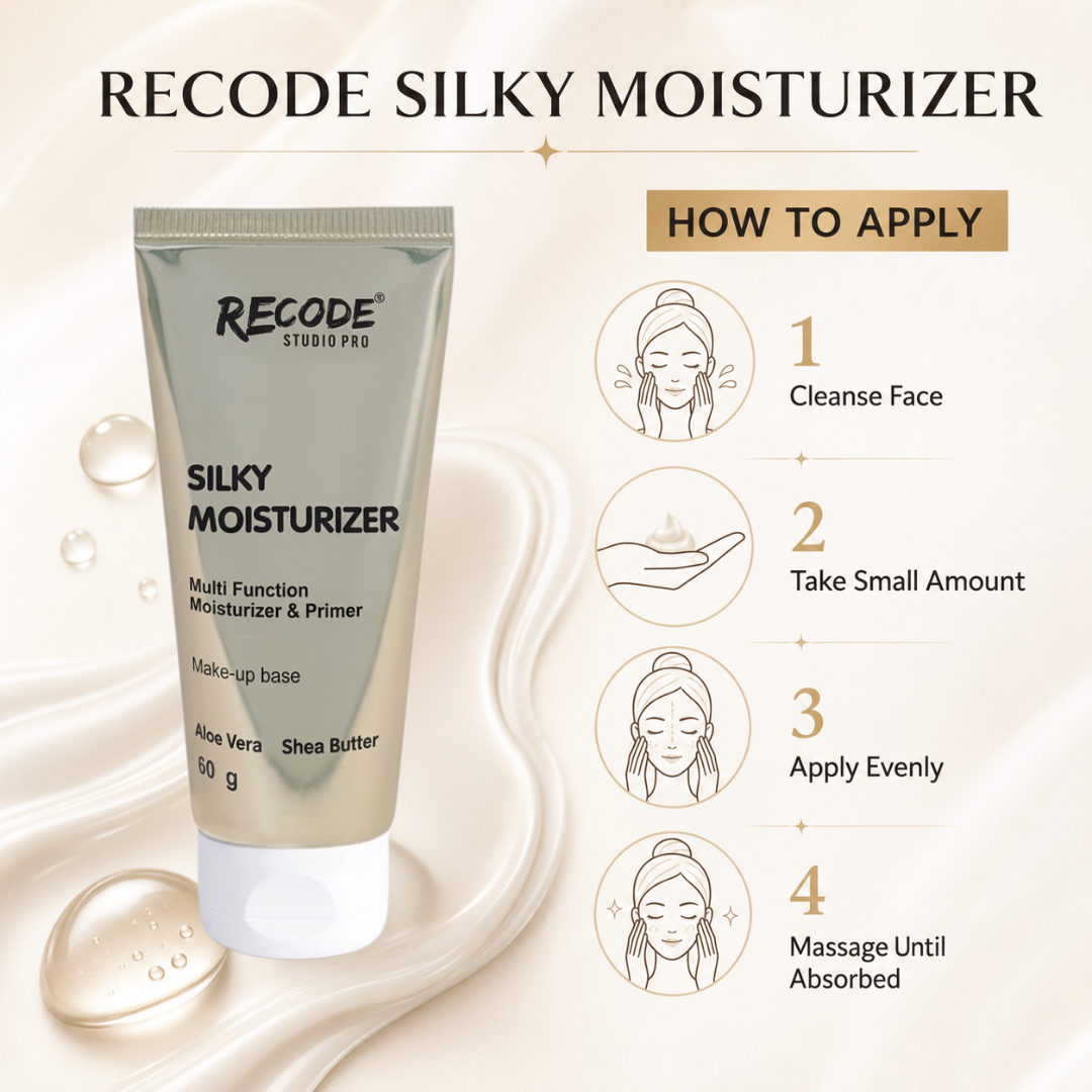RECODE Silky Moisturizer – 2-in-1 Moisturizer & Primer – Multi-Function Makeup Base – With Aloe Vera & Shea Butter – Deep Hydration, Soft & Smooth Skin, Lightweight Formula, Nourishing Care