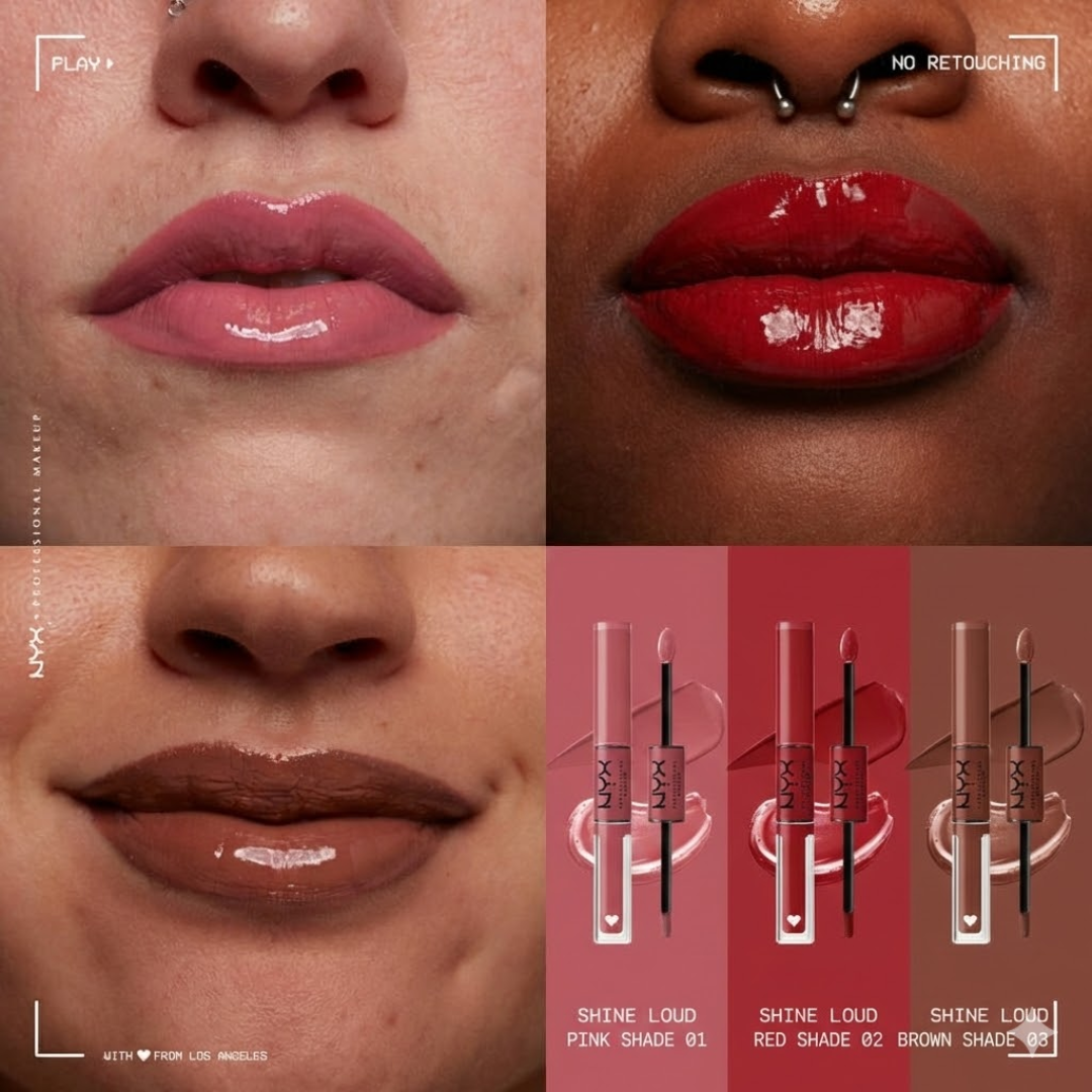 NYX Professional 2-in-1 Matte + Gloss lipstick | 16H Loud Shine , Zero Transfer lip color | Pack of 3