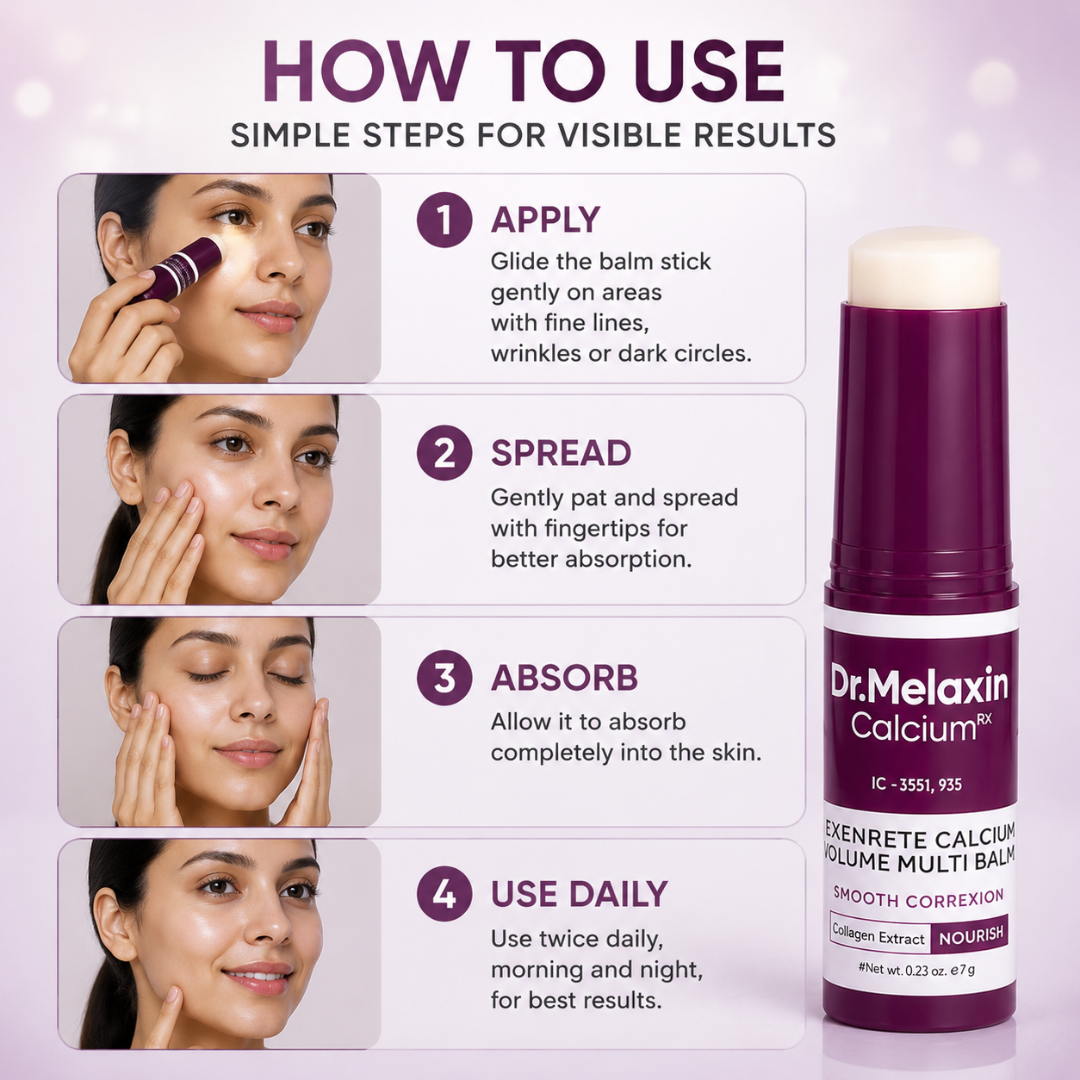 Dr. Melaxin Calcium Balm Stick – Reduces Fine Lines, Wrinkles & Dark Circles – With Calcium Complex, Collagen Extract, Niacinamide & Adenosine – Targets Forehead Wrinkles, Crow's Feet, Smile Lines, Enlarged Pores & Dehydrated Skin – For All Skin Types