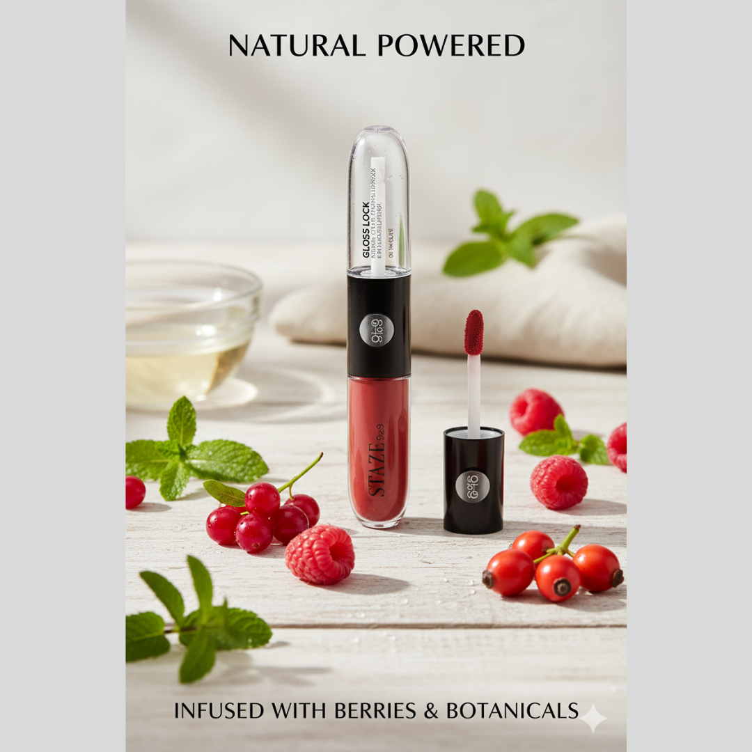 STAZE 9to9 Gloss Lock | 12-Hour Transfer-Proof Plumping Lip Gloss with Berries & Botanicals