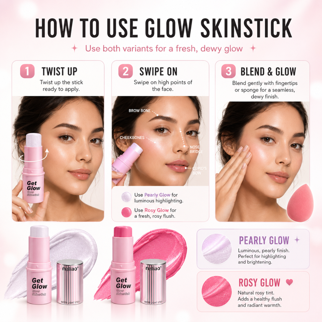 maliao Glow Skinstick – Buy 1 Get 1 FREE – Instant Glow, Effortless You - Dewy Finish, Lightweight, Long-Lasting – For All Skin Tones