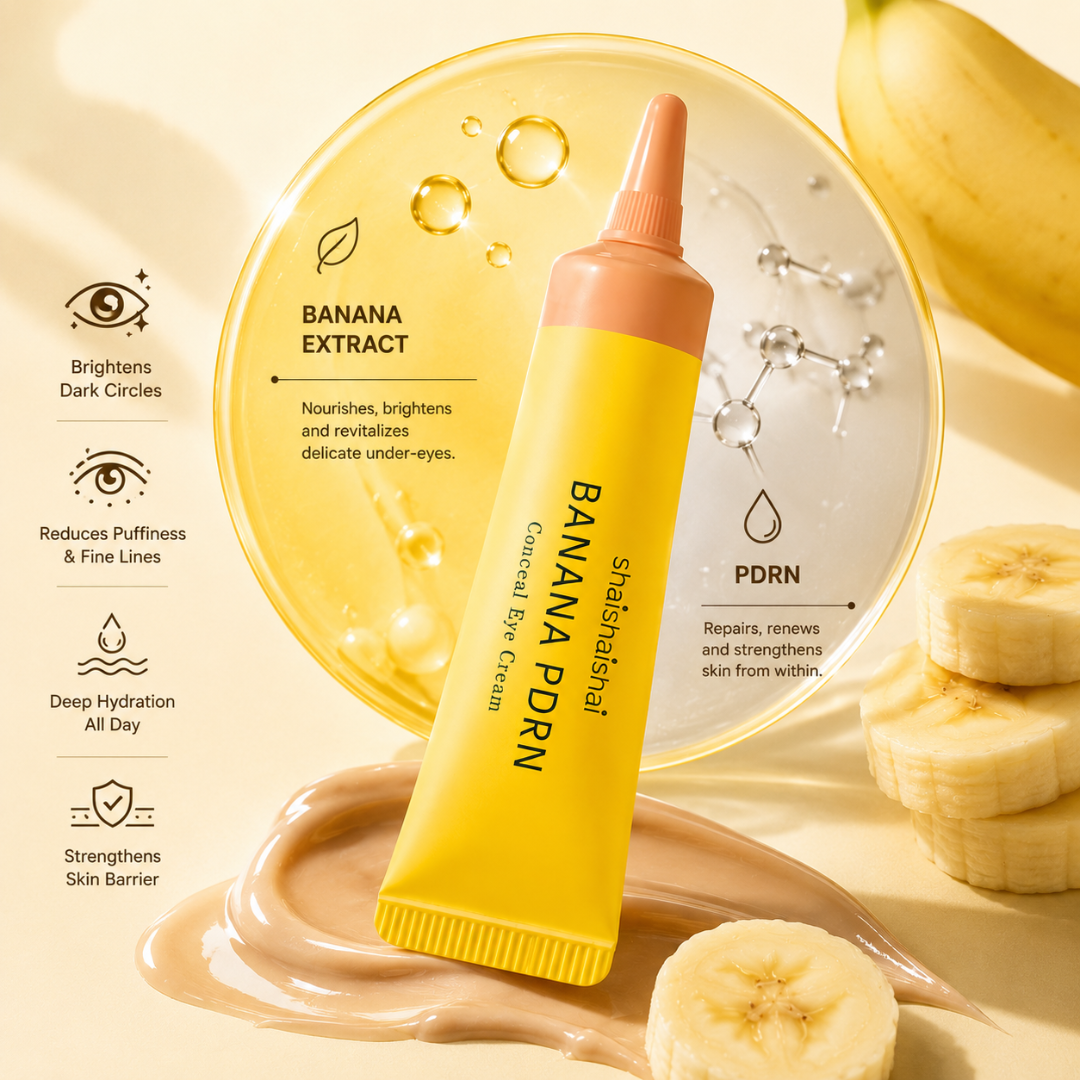 shaishaishai Banana PDRN Conceal Eye Cream – Brighter Eyes, Confidence That Shows – Awaken, Brighten & Conceal – With Banana Extract & PDRN – Reduces Dark Circles, Puffiness, Fine Lines & Dryness – Nourishes, Hydrates, Firms