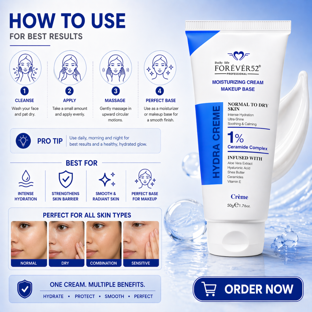 FOREVER52 Hydra Creme Moisturizer & Makeup Base | Intense Hydration, Strengthens Skin Barrier, Evens Skin Tone – Fights Dryness & Pigmentation