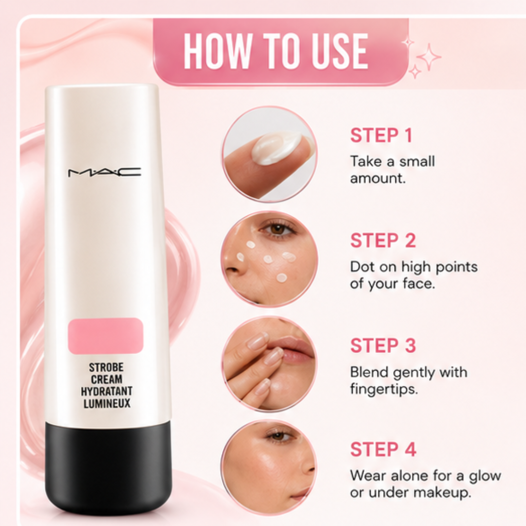 Strobe Cream – Hydratant Lumineux – Instant Glow, All-Day Radiance – Lightweight, Deep Moisture & Dewy Finish – Instantly Brightens, Hydrates & Smooths Skin – Perfect Makeup Base