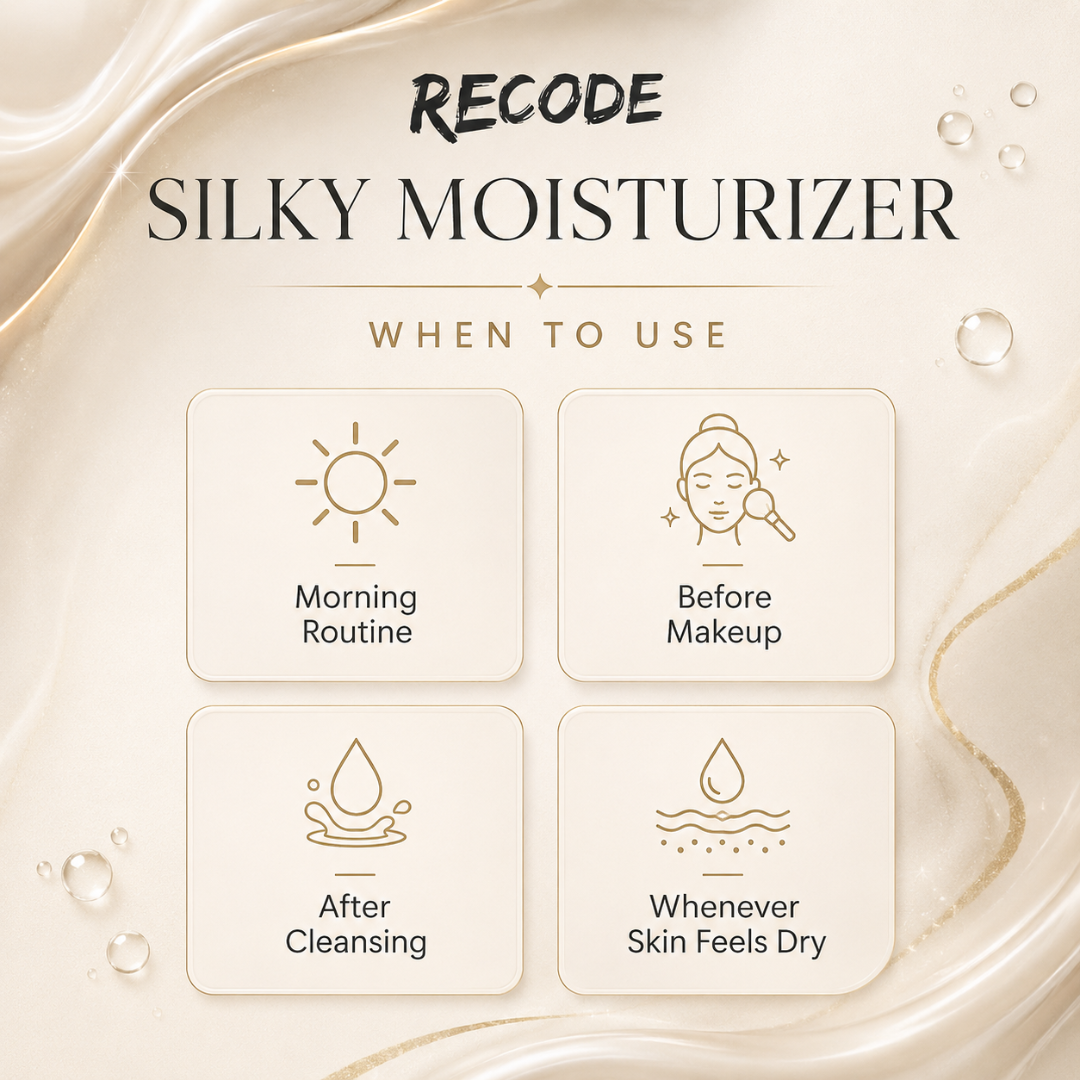 RECODE Silky Moisturizer – 2-in-1 Moisturizer & Primer – Multi-Function Makeup Base – With Aloe Vera & Shea Butter – Deep Hydration, Soft & Smooth Skin, Lightweight Formula, Nourishing Care