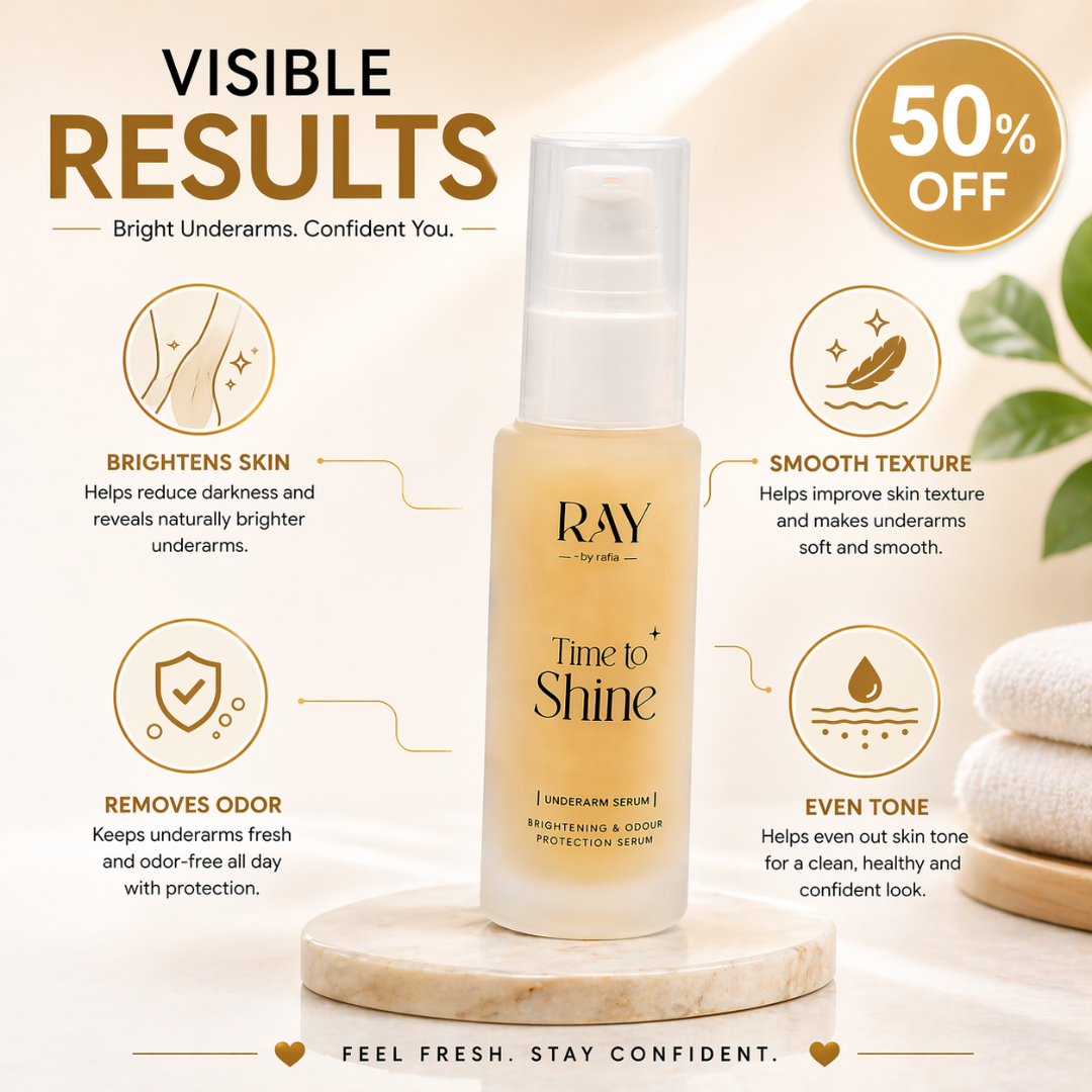 RAY BY RAFIA Time to Shine Underarm Serum – Brightening & Odour Protection – Brightens Dark Underarms, Smooths Texture, Removes Odor