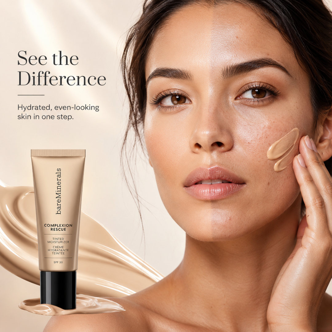 bareMinerals Complexion Rescue Tinted Moisturizer -  Hydration + Coverage in One – 24HR Hydration, SPF 30, Radiant Finish – Natural, Buildable Coverage – Lightweight, Healthy Glow – For Dry, Dull, Uneven Skin – Tinted Moisturizer with SPF 30