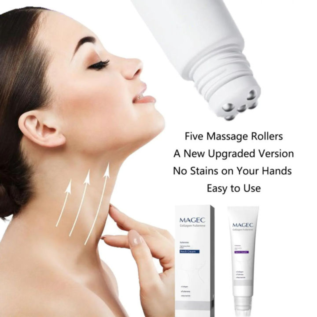 Magec Collagen Fullerene Neck Cream | Tightening & Anti-Wrinkle Formula with Collagen, Fullerene & Niacinamide | Reduces Neck Lines, Firms & Hydrates
