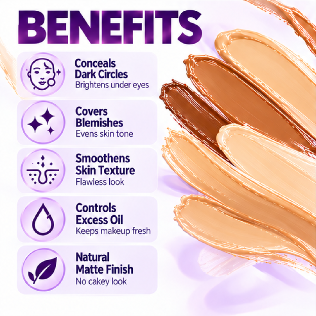 PIMBY Soft Matte Concealer Palette with FREE Brush – 8 Shade Fade Palette (Foundation, concealer, contour) – Medium to Full Coverage Waterproof Cream Palette