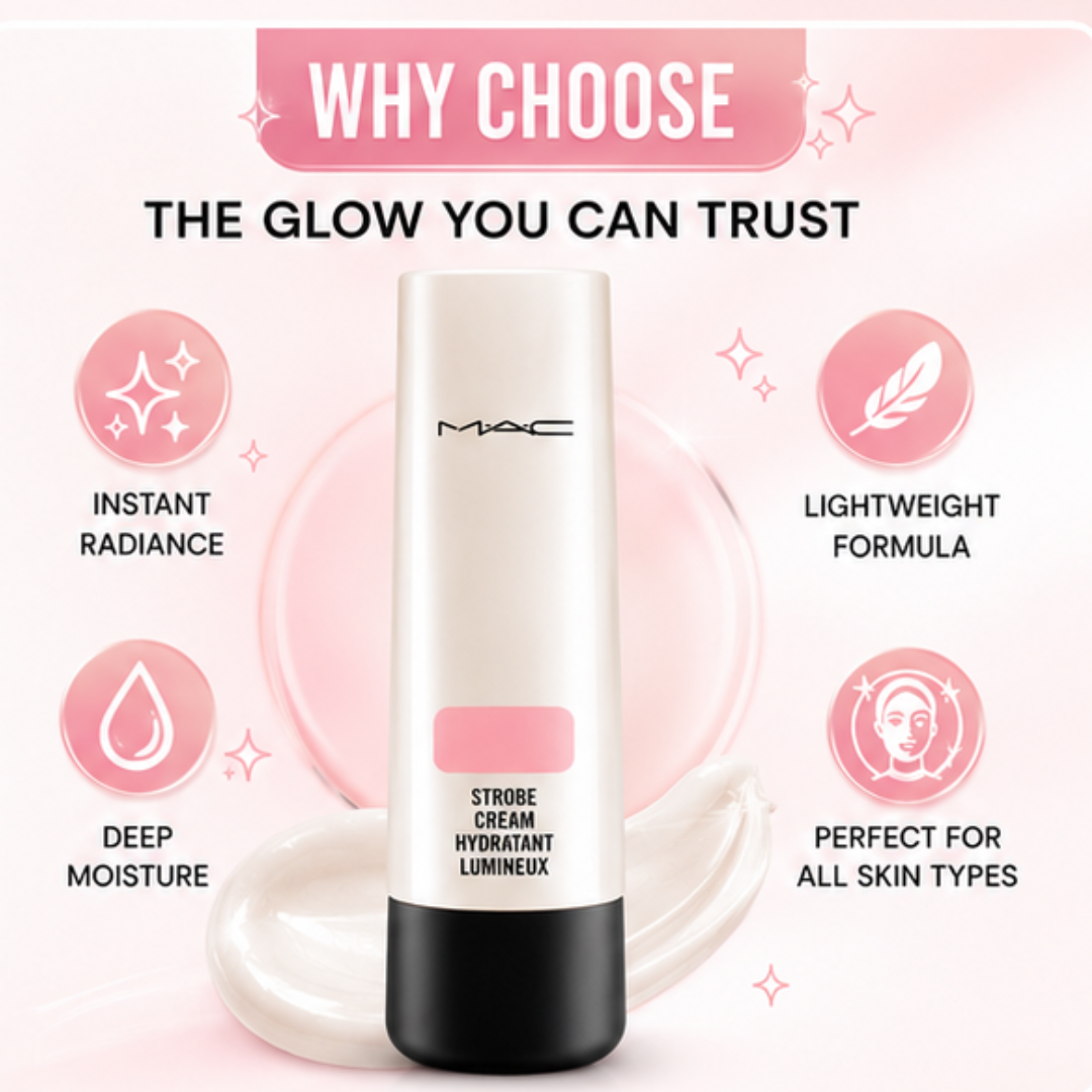 Strobe Cream – Hydratant Lumineux – Instant Glow, All-Day Radiance – Lightweight, Deep Moisture & Dewy Finish – Instantly Brightens, Hydrates & Smooths Skin – Perfect Makeup Base