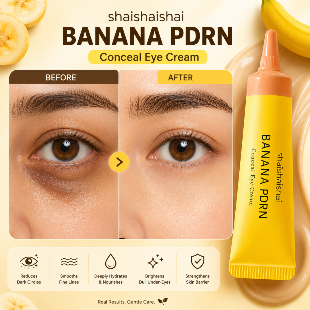shaishaishai Banana PDRN Conceal Eye Cream – Brighter Eyes, Confidence That Shows – Awaken, Brighten & Conceal – With Banana Extract & PDRN – Reduces Dark Circles, Puffiness, Fine Lines & Dryness – Nourishes, Hydrates, Firms