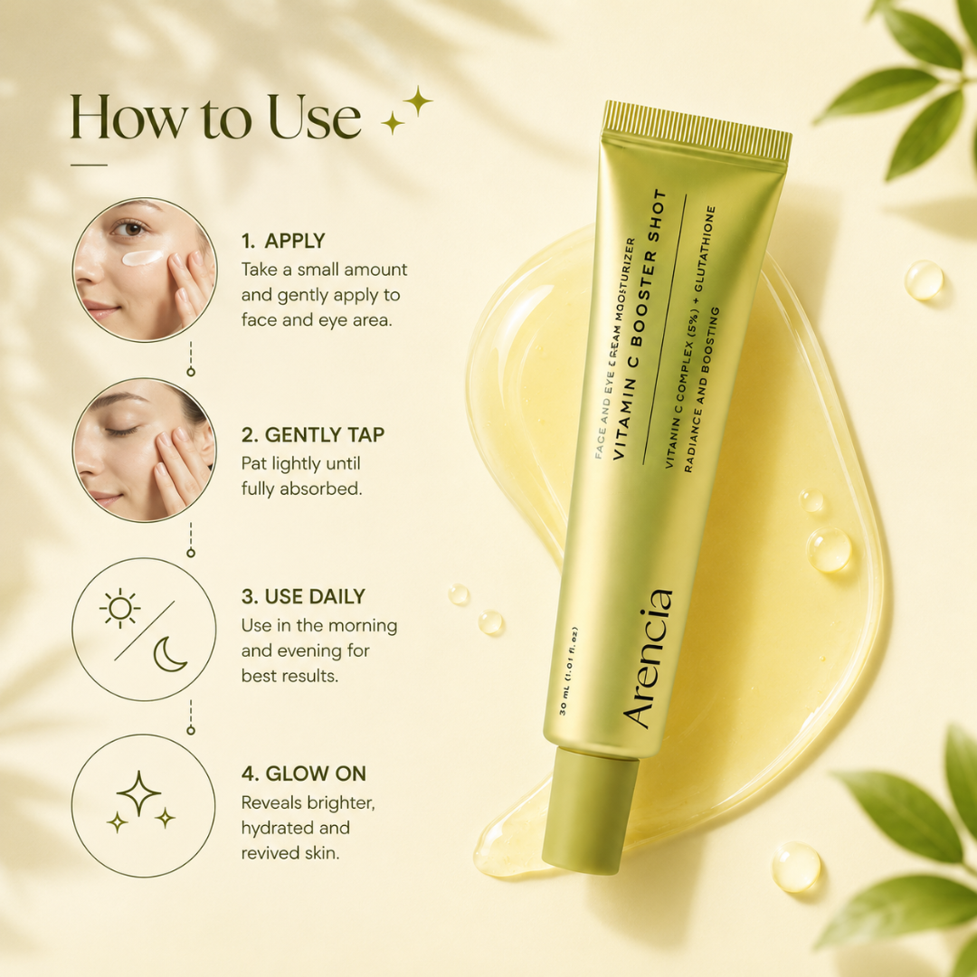 Arencia Vitamin C Booster Shot – 5-in-1 Skin Transformation – Fades Dark Spots, Boosts Radiance, Deep Hydration – For All Skin Types
