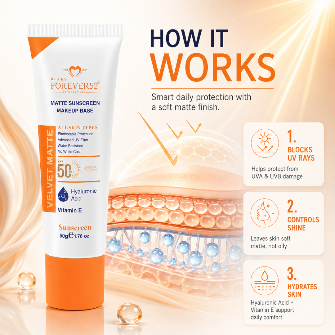 Daily Life Forever52 Velvet Matte Sunscreen | SPF 50+ PA++++ Protection | No White Cast | Hydrating Makeup Base
