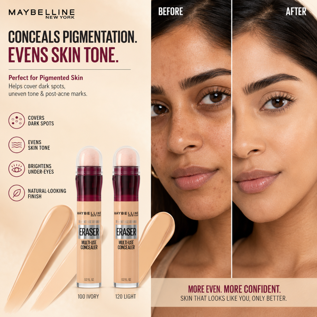 Maybelline Instant Age Rewind Eraser Multi-Use Concealer – 50% OFF – Conceal, Brighten & Smooth – One Concealer, Multiple Solutions – Conceals Dark Circles, Blemishes, Pigmentation & Redness – Lightweight, All-Day Wear