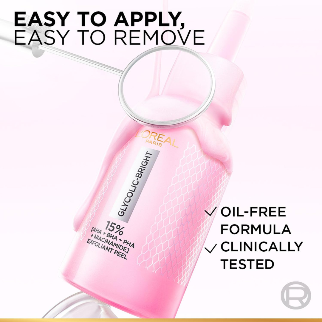 L'Oreal pink Exfoliating Peel | Facial Like Glow in Just 15 minutes | Anti dark spot, Pore minimizing, Brighten Skin tone
