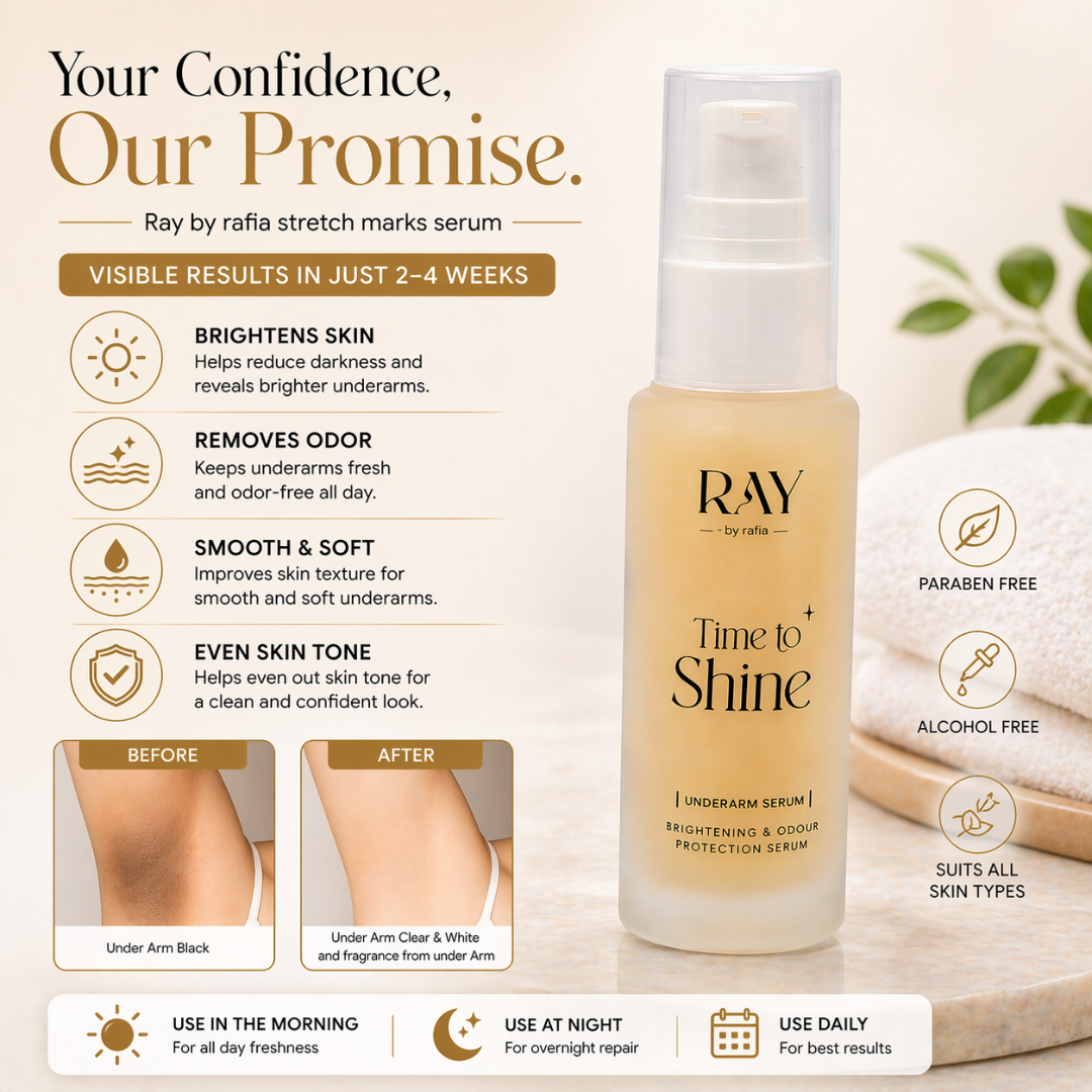 RAY BY RAFIA Time to Shine Underarm Serum – Brightening & Odour Protection – Brightens Dark Underarms, Smooths Texture, Removes Odor
