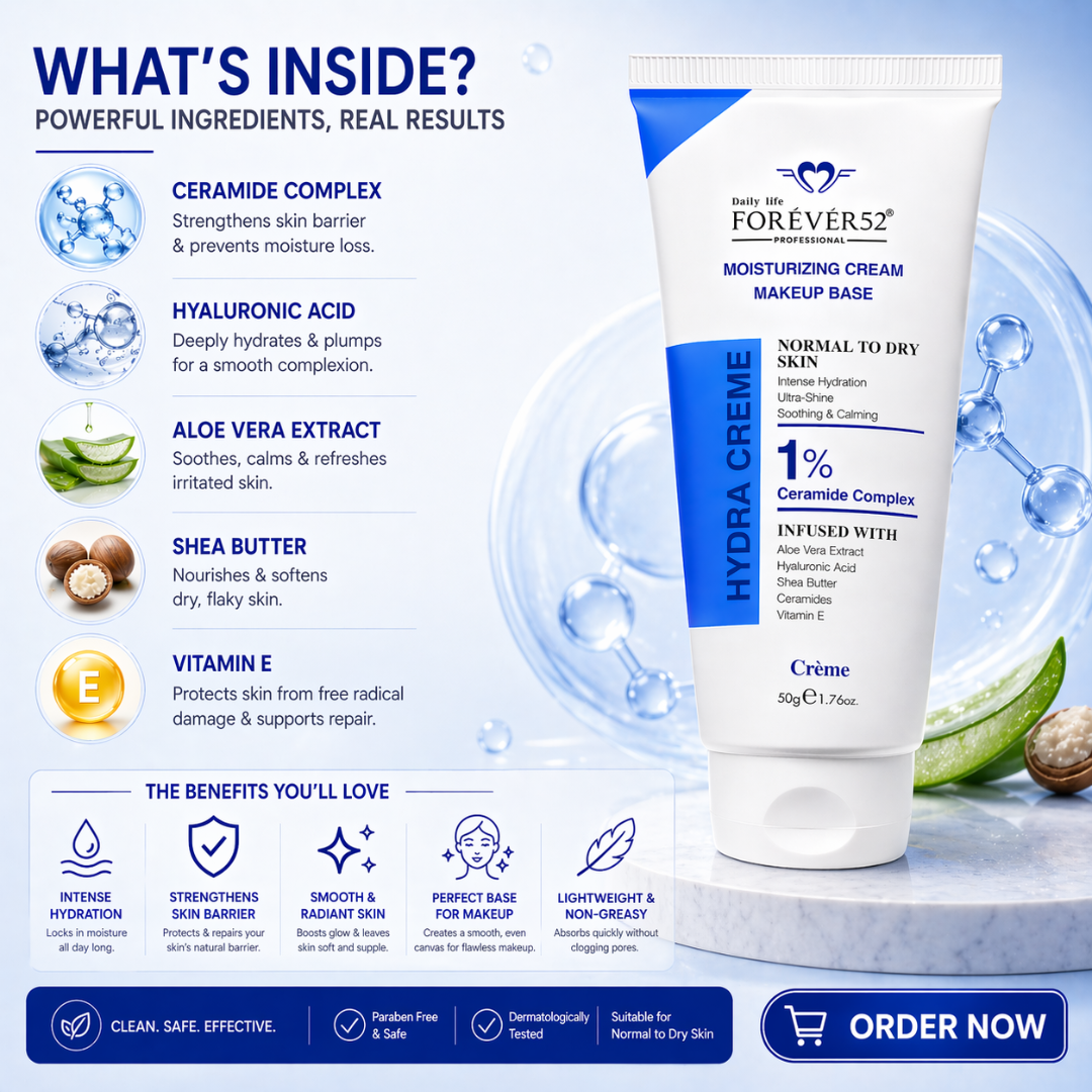 FOREVER52 Hydra Creme Moisturizer & Makeup Base | Intense Hydration, Strengthens Skin Barrier, Evens Skin Tone – Fights Dryness & Pigmentation