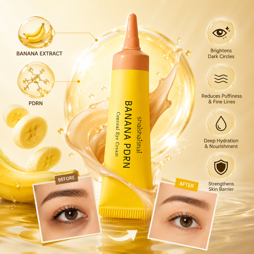 shaishaishai Banana PDRN Conceal Eye Cream – Brighter Eyes, Confidence That Shows – Awaken, Brighten & Conceal – With Banana Extract & PDRN – Reduces Dark Circles, Puffiness, Fine Lines & Dryness – Nourishes, Hydrates, Firms