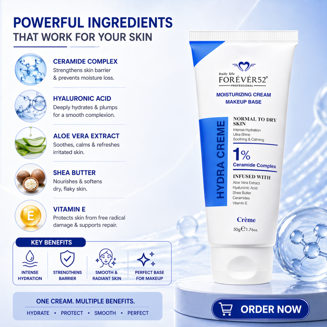 FOREVER52 Hydra Creme Moisturizer & Makeup Base | Intense Hydration, Strengthens Skin Barrier, Evens Skin Tone – Fights Dryness & Pigmentation