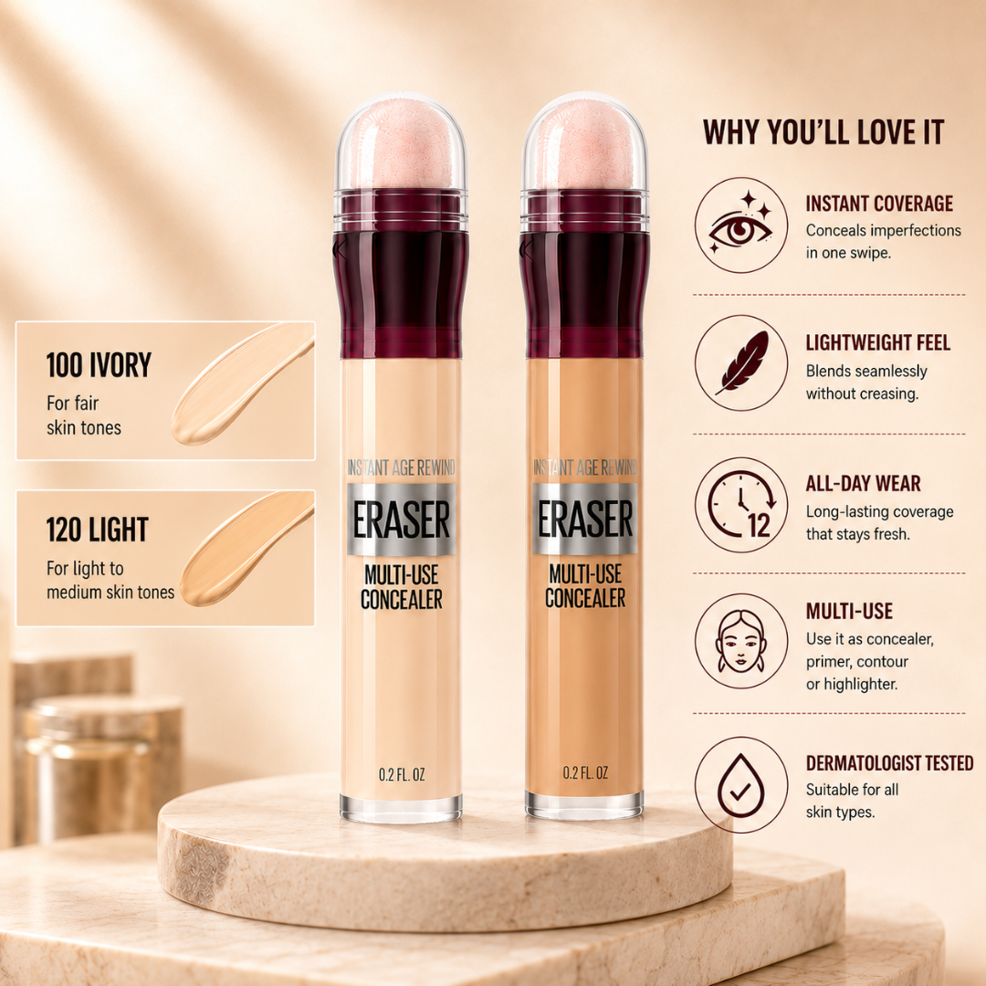 Maybelline Instant Age Rewind Eraser Multi-Use Concealer – 50% OFF – Conceal, Brighten & Smooth – One Concealer, Multiple Solutions – Conceals Dark Circles, Blemishes, Pigmentation & Redness – Lightweight, All-Day Wear
