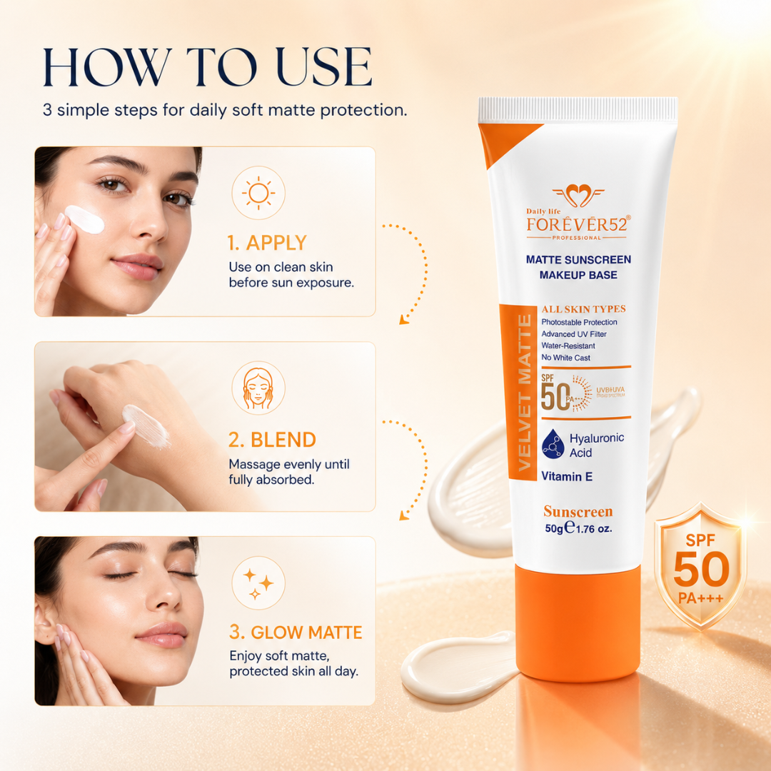Daily Life Forever52 Velvet Matte Sunscreen | SPF 50+ PA++++ Protection | No White Cast | Hydrating Makeup Base
