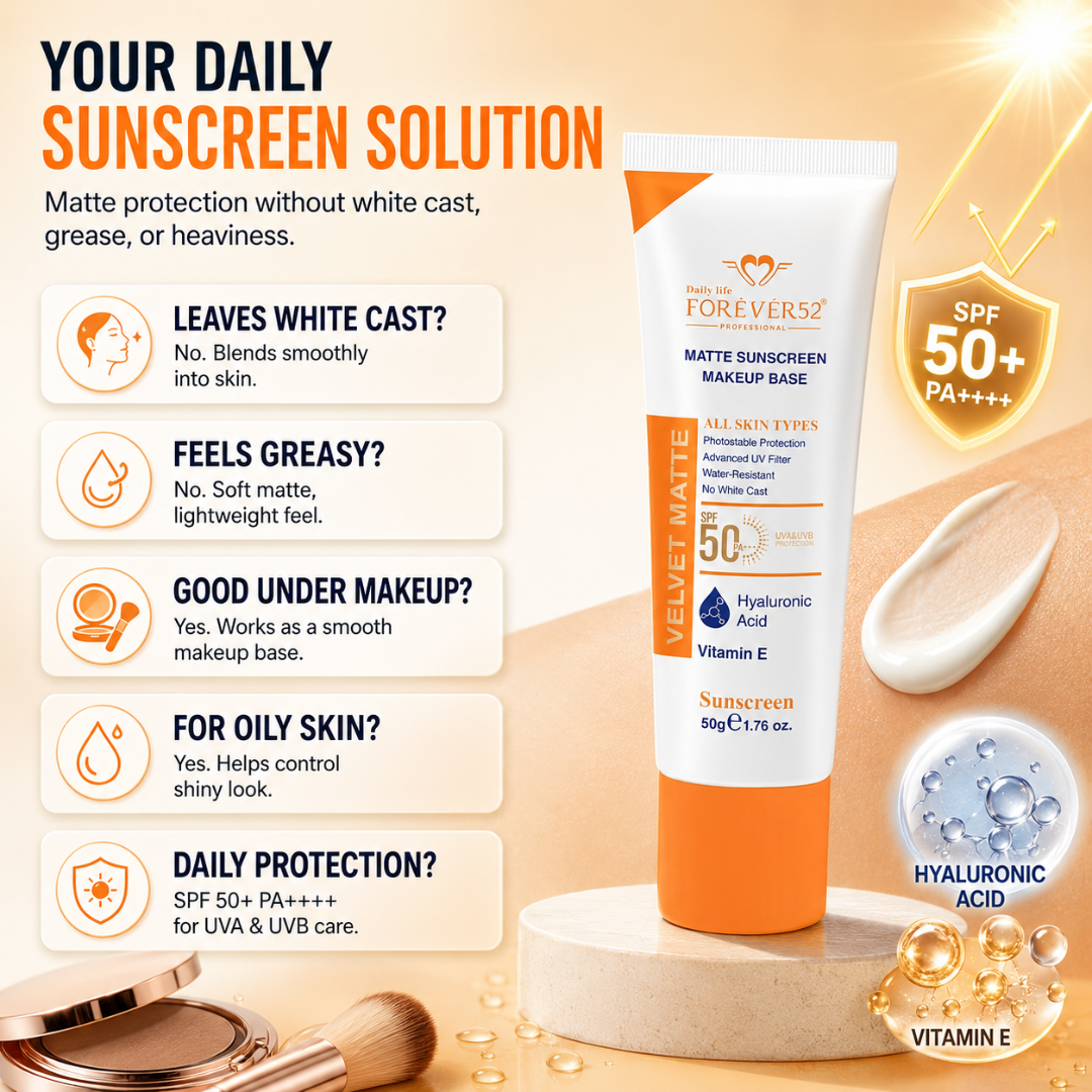 Daily Life Forever52 Velvet Matte Sunscreen | SPF 50+ PA++++ Protection | No White Cast | Hydrating Makeup Base