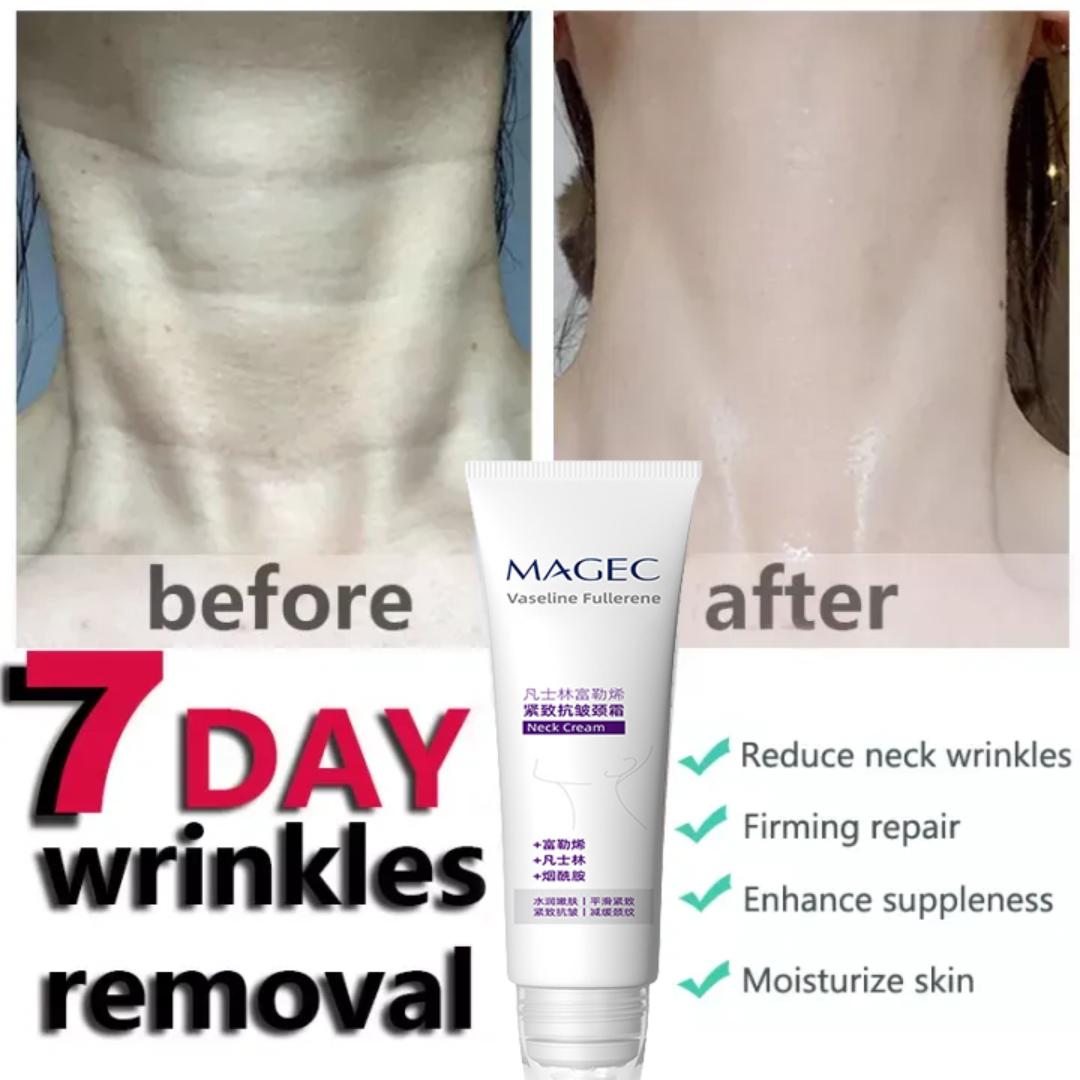 Magec Collagen Fullerene Neck Cream | Tightening & Anti-Wrinkle Formula with Collagen, Fullerene & Niacinamide | Reduces Neck Lines, Firms & Hydrates