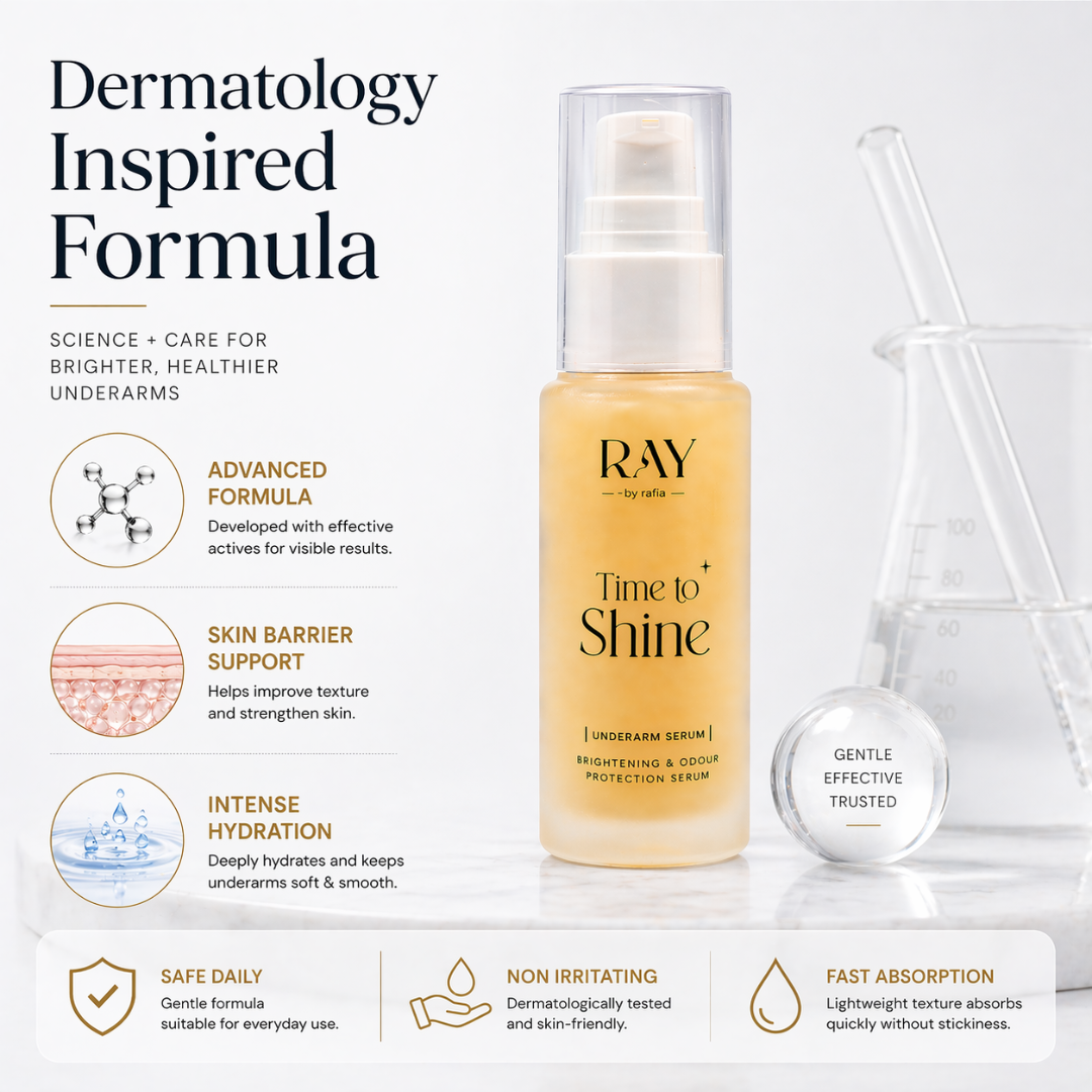 RAY BY RAFIA Time to Shine Underarm Serum – Brightening & Odour Protection – Brightens Dark Underarms, Smooths Texture, Removes Odor